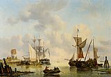 Sailing Vessels in a Calm by George Willem Opdenhoff